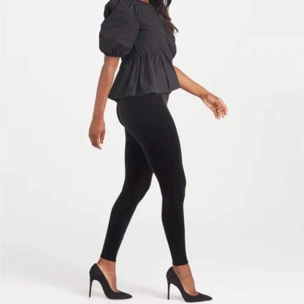 SPANX High Waisted Velvet Leggings Black XL
